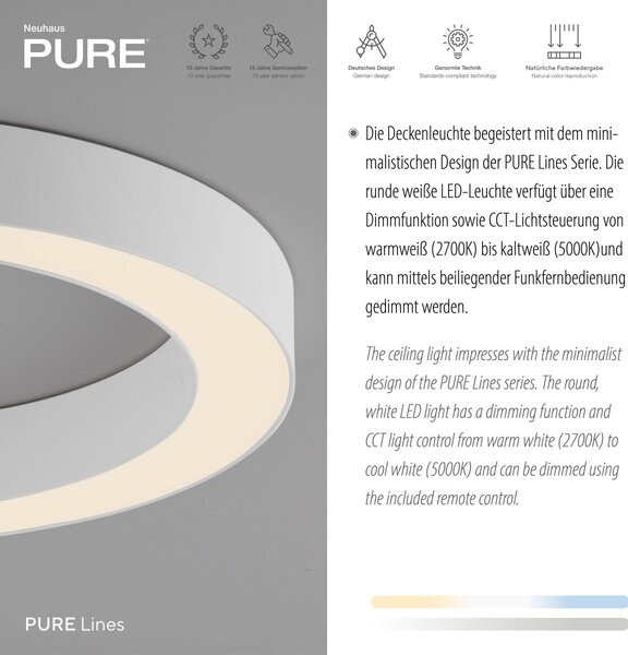 Paul Neuhaus modern mennyezeti lámpa pure lines round fehér pln6310-16