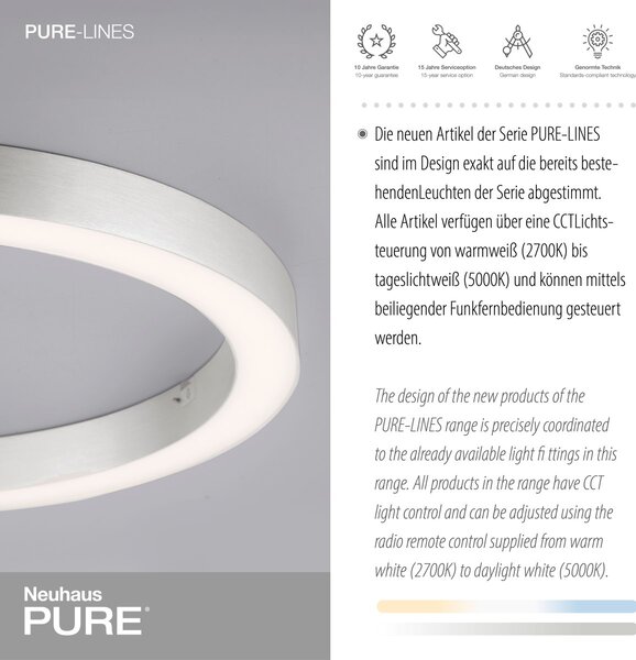 Paul Neuhaus modern mennyezeti lámpa pure-lines eloxált alumínium pln6309-95