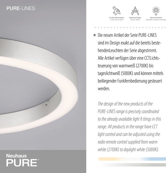 Paul Neuhaus modern mennyezeti lámpa pure-lines eloxált alumínium pln6309-95