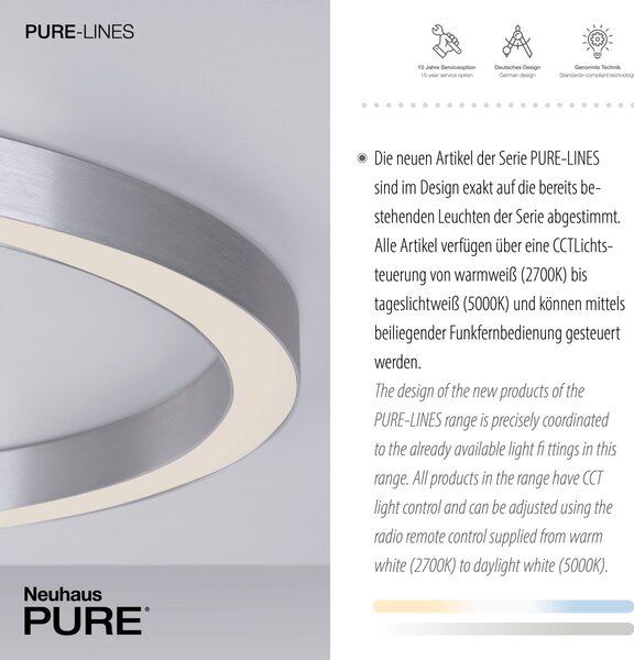 Paul Neuhaus modern mennyezeti lámpa pure-lines eloxált alumínium pln6306-95