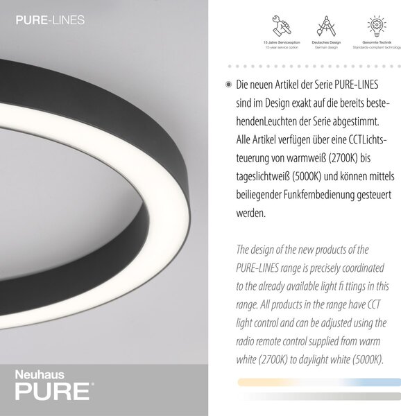 Paul Neuhaus modern mennyezeti lámpa pure-lines antracit pln6309-13