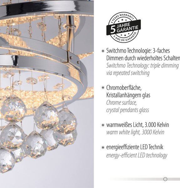 Paul Neuhaus glamour modern mennyezeti lámpa rotazo króm pln6267-17