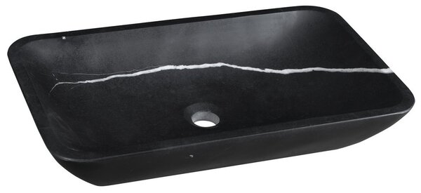 Sapho Sapho, BLOK kő mosdó 60x11x35 cm, fekete Marquin, matt, 2401-39