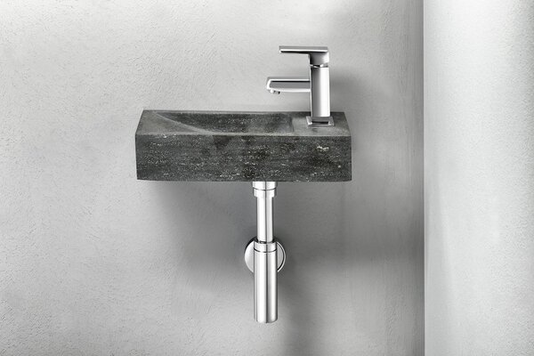 Sapho Sapho, BLOK kő mosdó 38x8x14 cm, fekete antracit, 2401-31