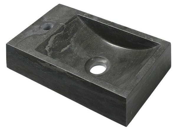 Sapho Sapho, BLOK kő mosdó 40x10x22 cm, lyuk bal, fekete antracit, 2401-38