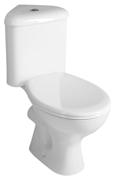 Aqualine Aqualine, CLIFTON Corner WC kombitálca öblítőkészlettel, fehér, FS1PK