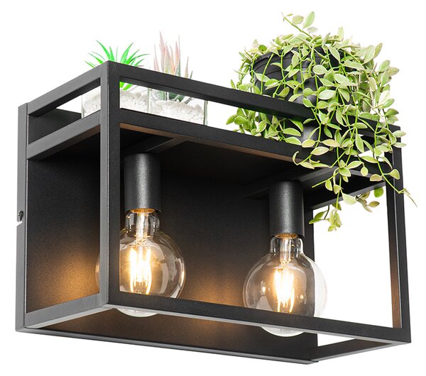 Okos fali lámpa fekete polccal, 2 Wi-Fi G95 - Cage Rack
