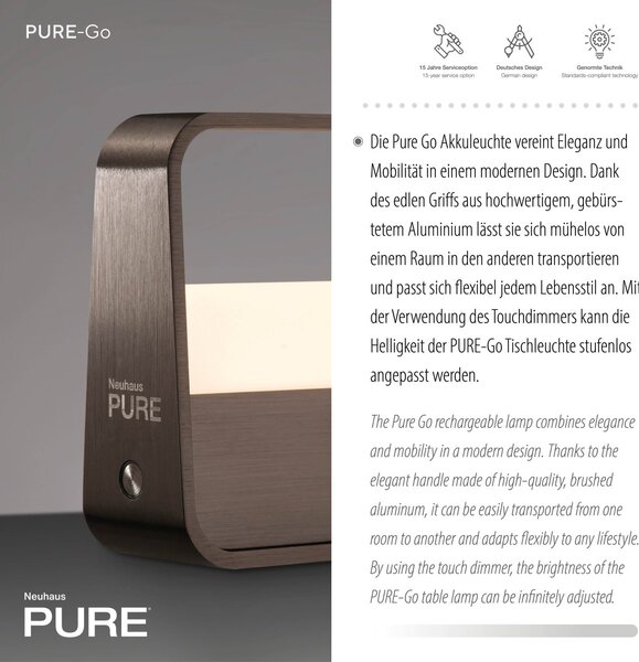Paul Neuhaus modern asztali lámpa pure go sötétbarna pln4055-34