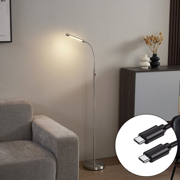 Modern acél állólámpa LED-del, 3 lépésben dimmelhető, újratölthető - Statler