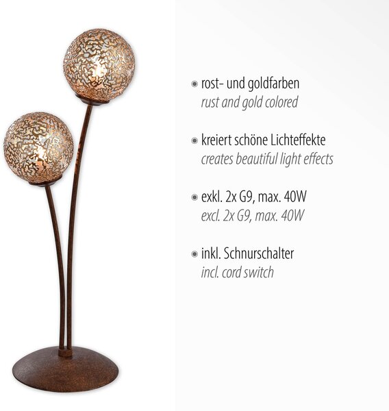 Paul Neuhaus vintage asztali lámpa greta rozsdabarna arany pln4032-48