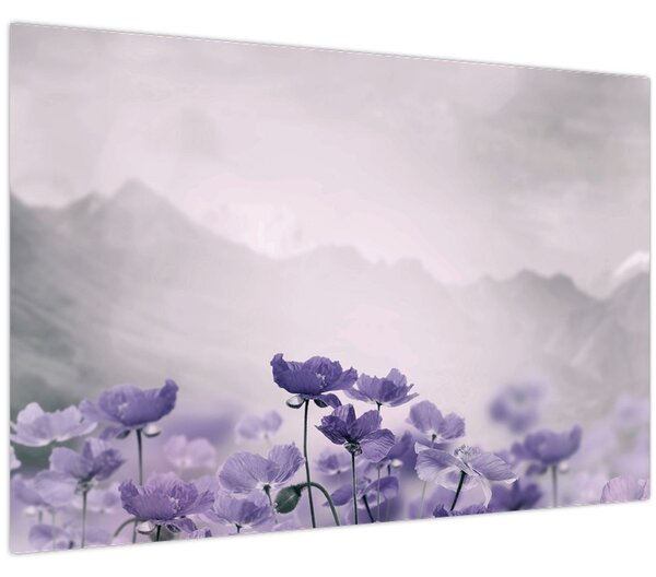 Kép - Lila virágok a hegyekben (90x60 cm)