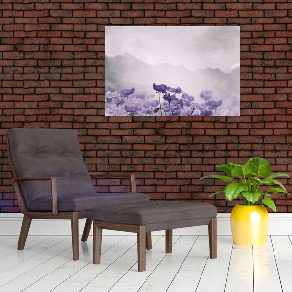 Kép - Lila virágok a hegyekben (90x60 cm)