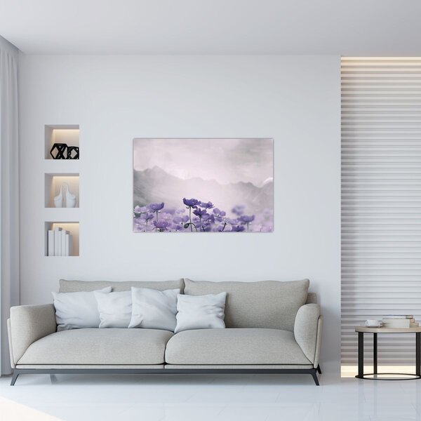 Kép - Lila virágok a hegyekben (90x60 cm)