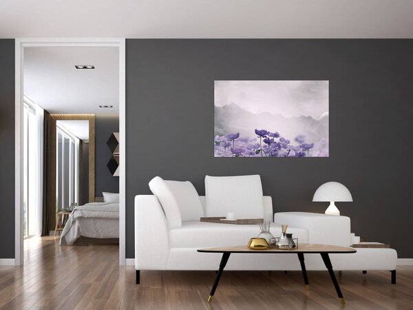 Kép - Lila virágok a hegyekben (90x60 cm)