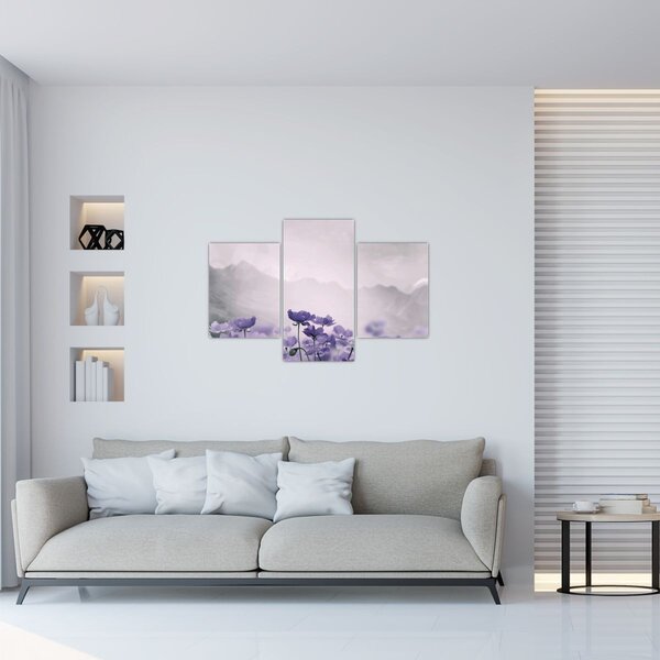Kép - Lila virágok a hegyekben (90x60 cm)