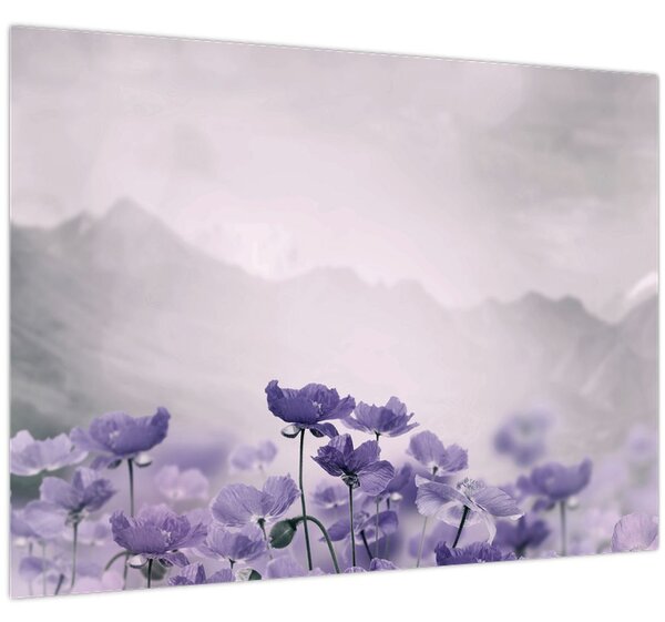 Kép - Lila virágok a hegyekben (70x50 cm)