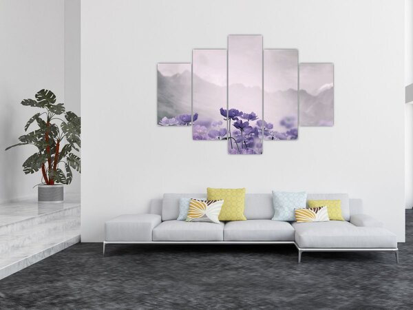 Kép - Lila virágok a hegyekben (150x105 cm)