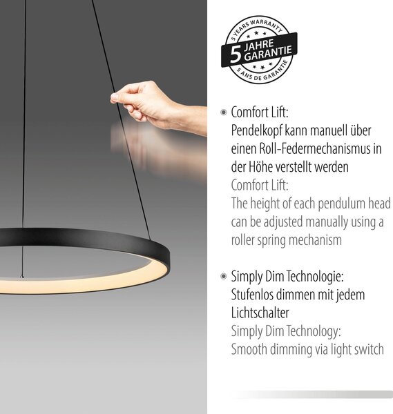 Paul Neuhaus modern függeszték hoop fekete pln2851-18