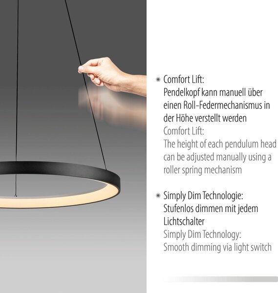Paul Neuhaus modern függeszték hoop fekete pln2851-18