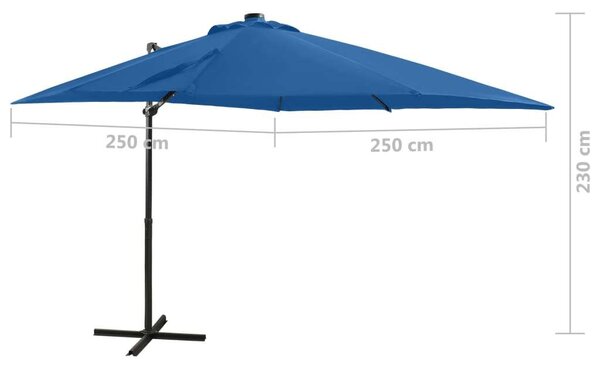 VidaXL Konzolos Napernyő - 250 cm - Azúrkék - LED