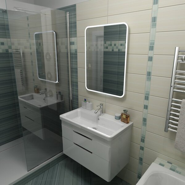 Sapho Sapho, FLOAT LED háttérvilágítású lekerekített tükör a keretben 500x700mm, fehér, 22571