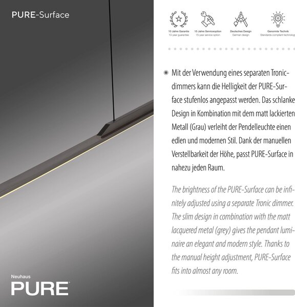 Paul Neuhaus modern függeszték pure surface szürke pln2301-15