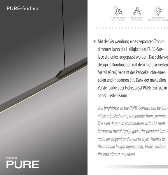 Paul Neuhaus modern függeszték pure surface szürke pln2301-15