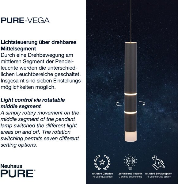 Paul Neuhaus modern függeszték pure-vega fekete pln2211-18