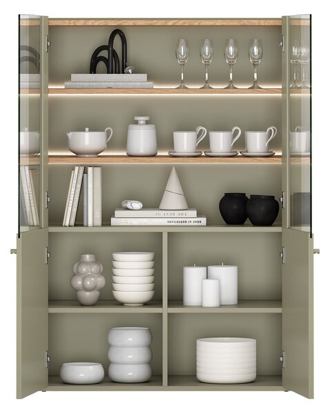 Elivo vitrines szekrény 100 cm kétajtós - eukaliptusz / baltic dune tölgy