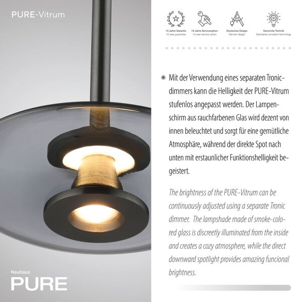 Paul Neuhaus modern függeszték pure vitrum szürke pln2053-15