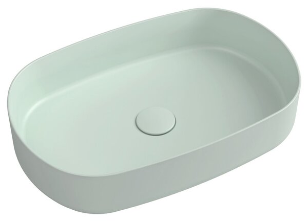 Sapho, INFINITY OVAL kerámia asztali mosdó, 55x36 cm, matt zöld menta, 10NF65055-2T