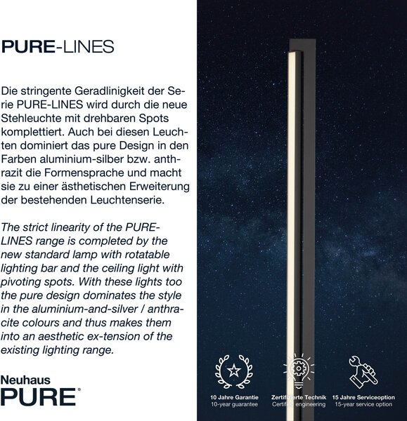 Paul Neuhaus modern állólámpa pure-lines antracit pln421-13