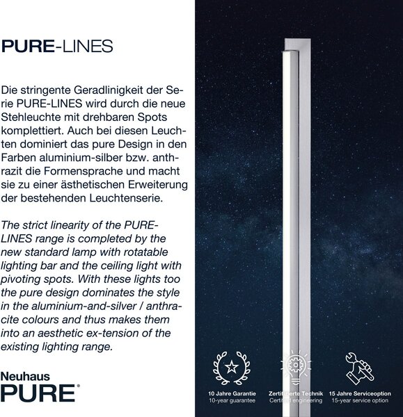 Paul Neuhaus modern állólámpa pure-lines eloxált alumínium pln421-95