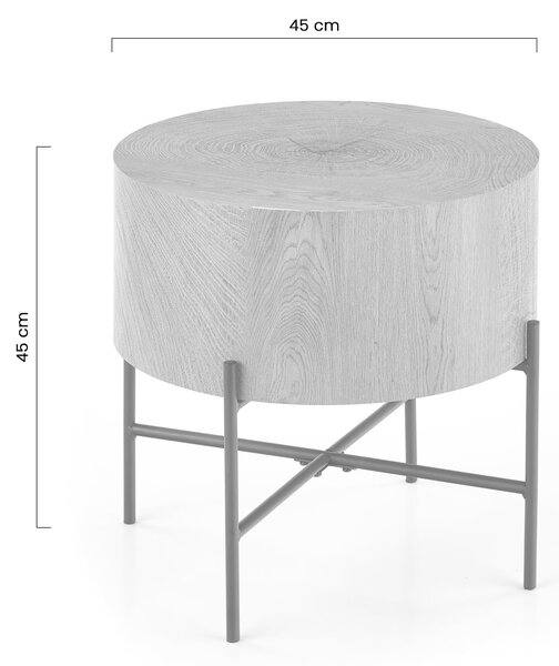 Liviano kerek dohányzóasztal 45 cm fém lábakkal - natúr tölgy / fekete