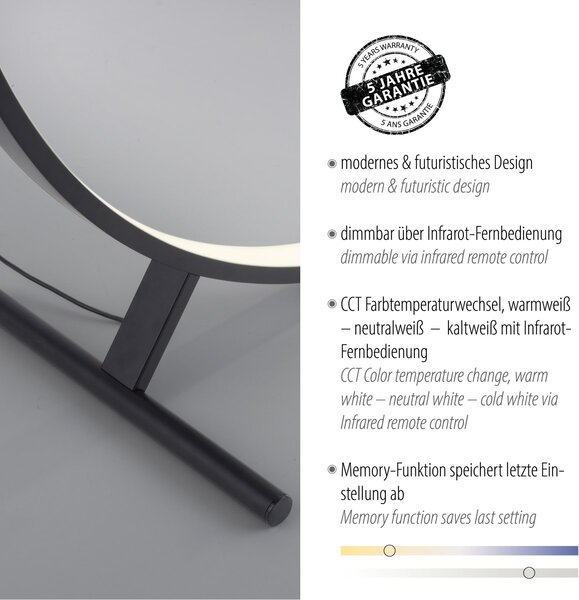 Paul Neuhaus modern állólámpa hula fekete pln320-18