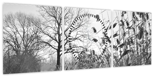 Kép - Mezők télen (órával) (90x30 cm)