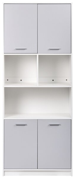 Négyajtós könyvespolc ZEHNA Szürke/fehér