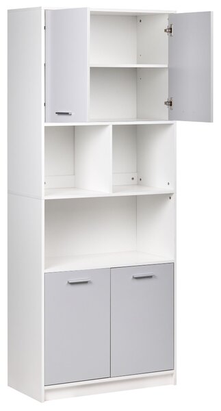 Négyajtós könyvespolc ZEHNA Szürke/fehér