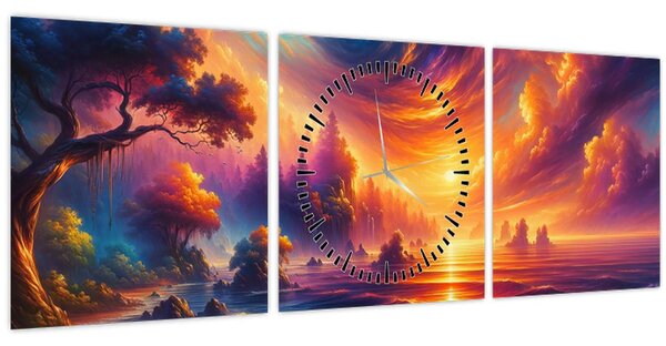 Kép - Varázslatos világ (órával) (90x30 cm)