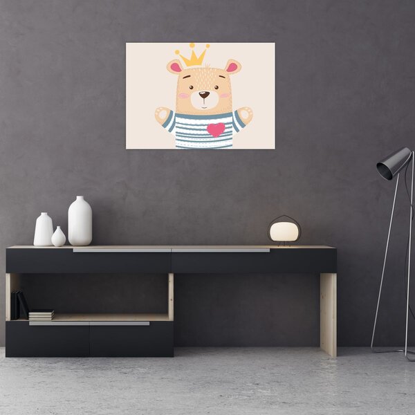 Kép - Teddy maci koronával (70x50 cm)
