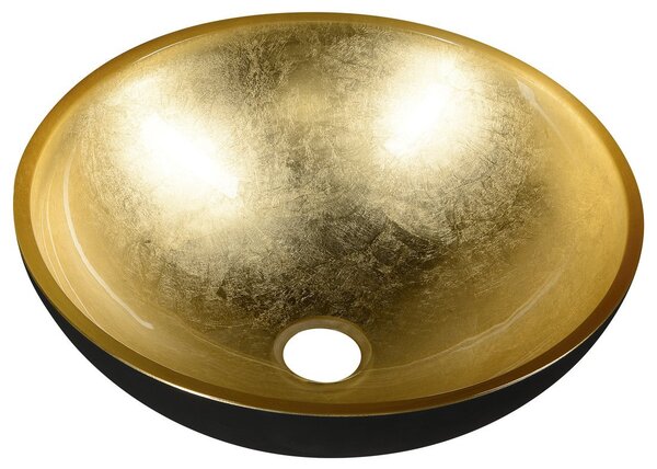 Sapho Sapho, MURANO BLACK-GOLD üveg mosdó 40x14cm, arany / fekete, AL5318-77