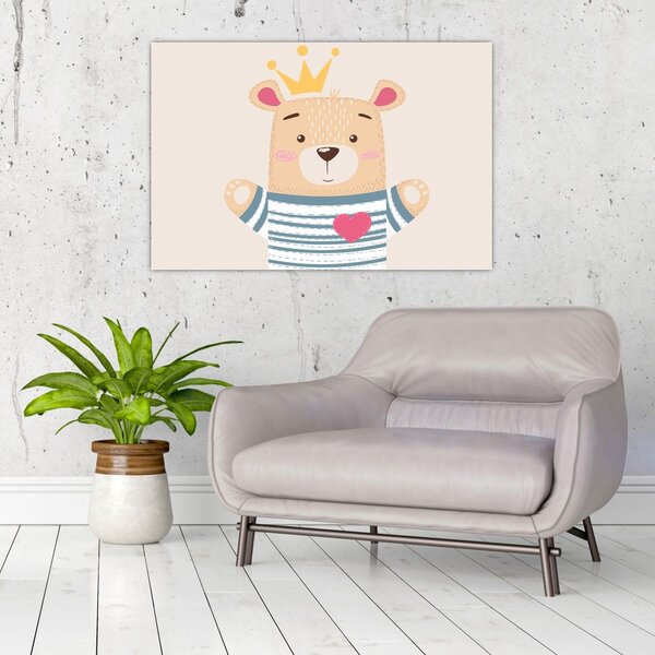 Kép - Teddy maci koronával (90x60 cm)