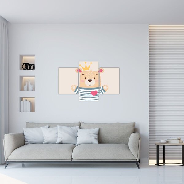 Kép - Teddy maci koronával (90x60 cm)