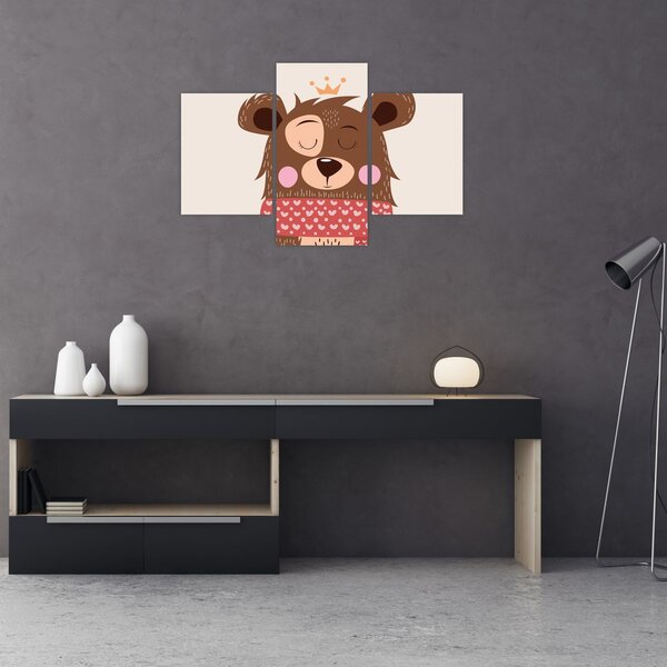 Kép - Teddy maci piros sállal (90x60 cm)