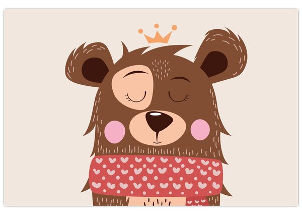 Kép - Teddy maci piros sállal (90x60 cm)