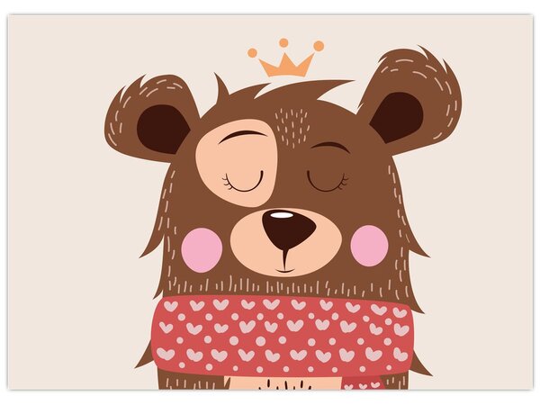 Kép - Teddy maci piros sállal (70x50 cm)