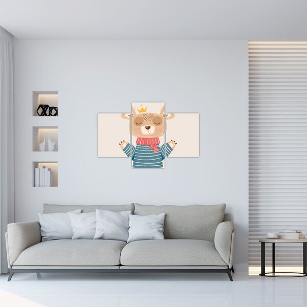 Kép - Bézs mackó koronával (90x60 cm)