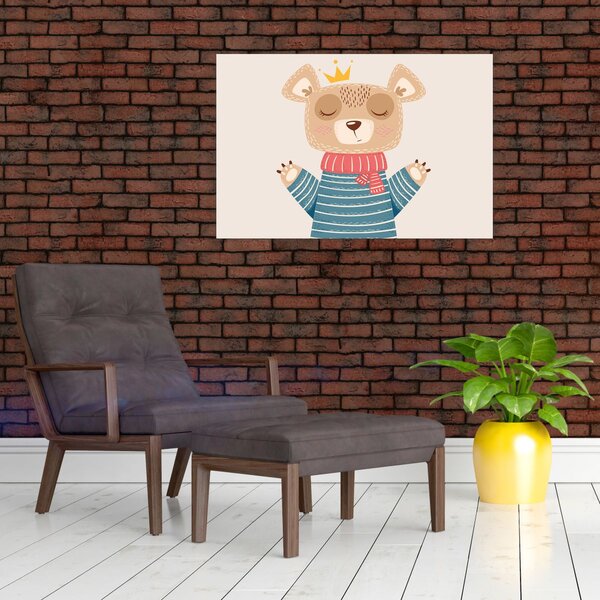 Kép - Bézs mackó koronával (90x60 cm)