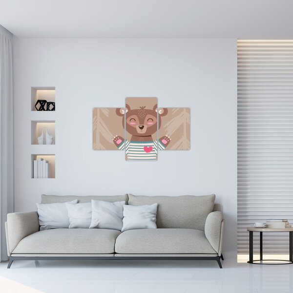 Kép - Mackó csíkos pólóban (90x60 cm)