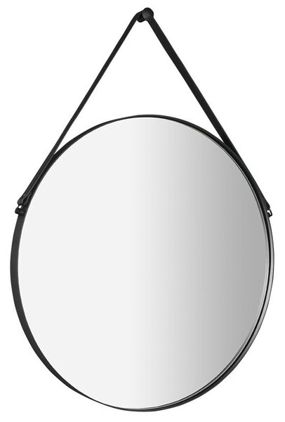 Sapho, ORBITER körtükör bőrszíjjal, ø 70cm, matt fekete, ORT070